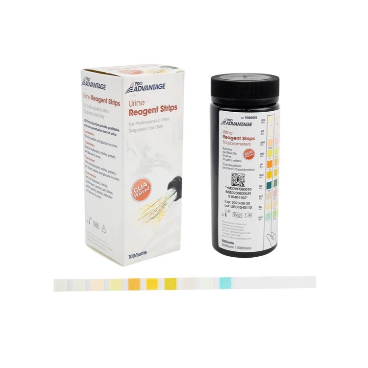 Strip Reagent Urine 10SG ProAdvantage Leukocytes, Nitrite, Urobilinogen, Protein, pH, Blood, Specific Gravity, Ketone, Bilirubin, Glucose 100 per Bottle CLIA Waived (100/BO 12/CS) by Pro Advantage  ID P080010